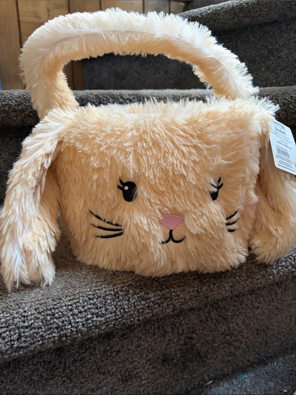 Plush Bunny Handbag with Ear Handle - Cream
